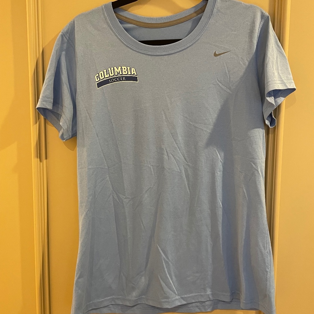 NIKE Dri-Fit COLUMBIA UNIVERSITY Soccer Blue Jersey Tee Size Large